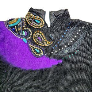 Vintage Lillie Rubin Beaded Sweater, Women's Small